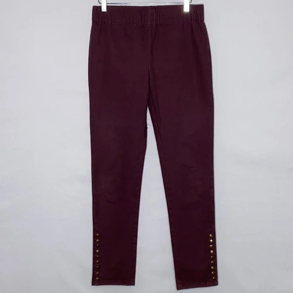 Soft Surroundings Colorful Metro Leggings with Ankle Snaps in Burgundy - Small - Picture 2 of 8